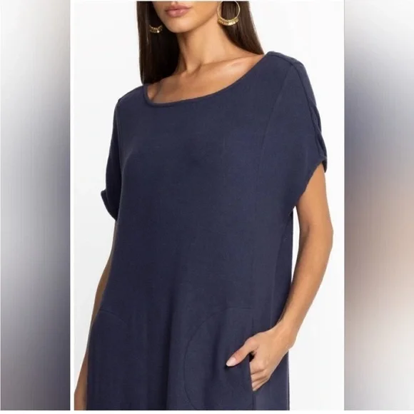 Johnny Was Calme Hachi Cap Sleeves Midi Dress in Navy Size XL - Picture 5 of 13